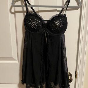Black Sequined Victoria’s Secret Sexy Little Things Teddy 34C